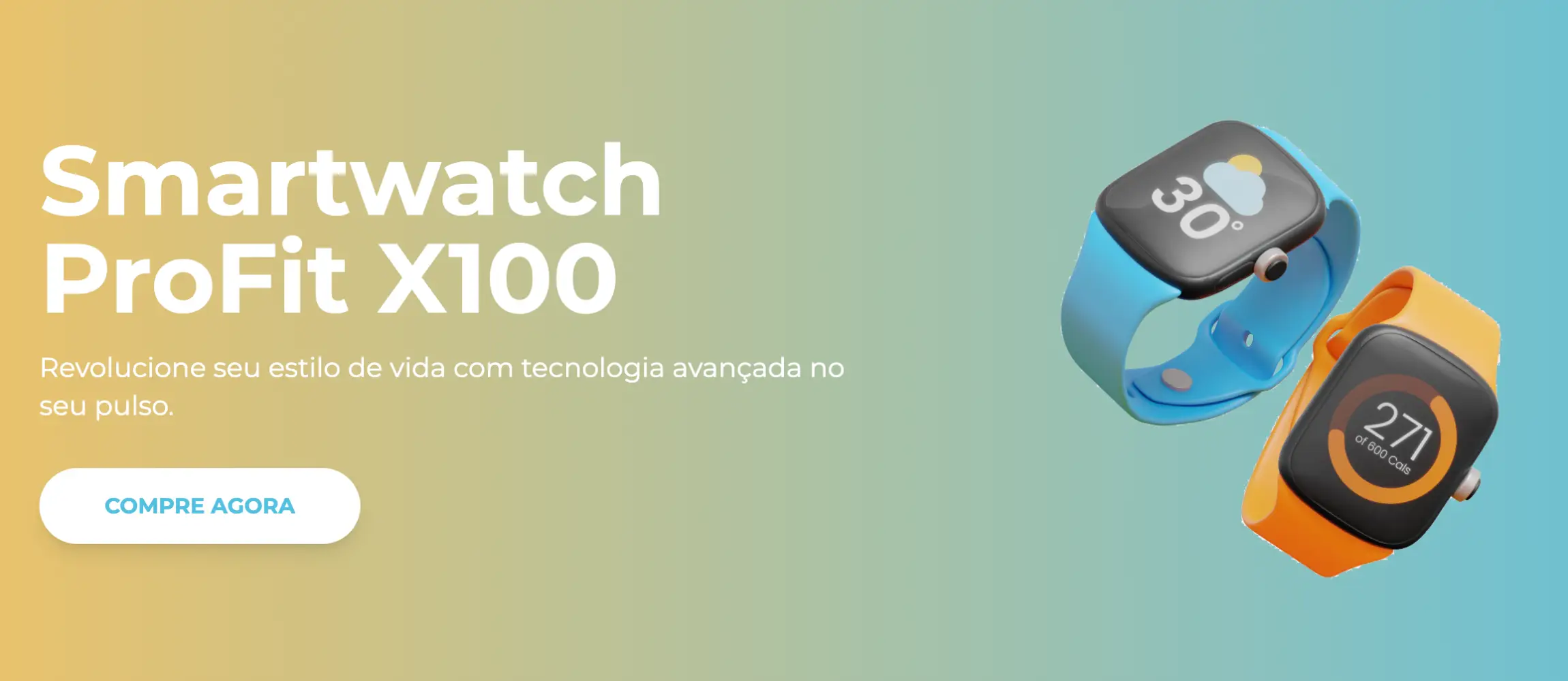 Landing page promocional para smartwatch com design moderno e interativo.